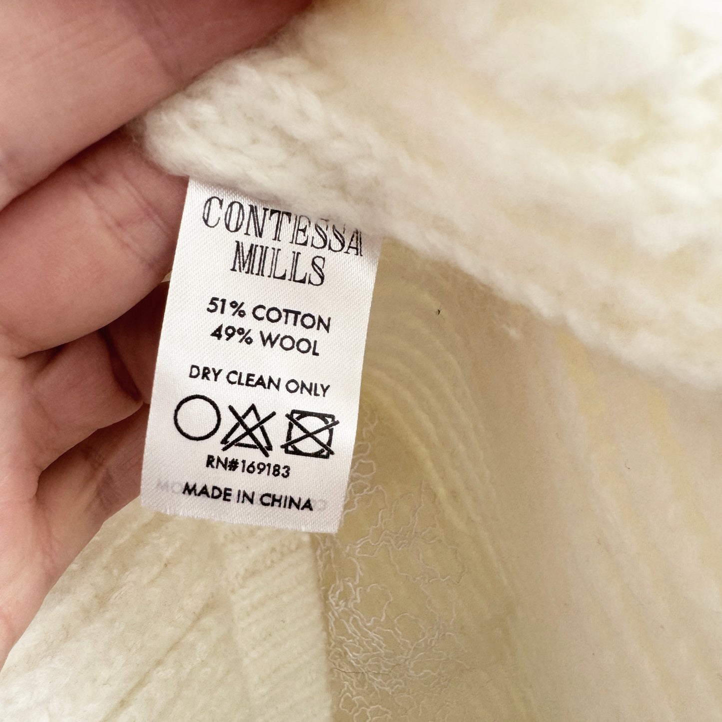 Contessa Mills "Wildes" Soft Warm Lace-Trimmed Wool Knit Skirt in Ivory, size Small