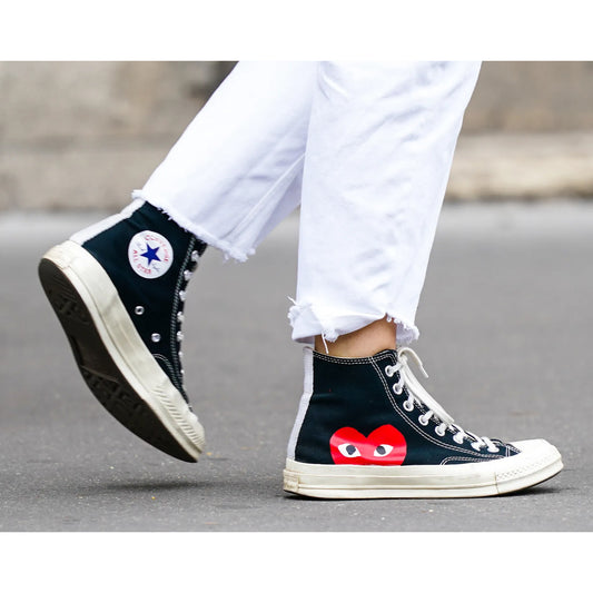Converse x CDG PLAY High Top Sneakers, size 5 unisex (size 7 womens)