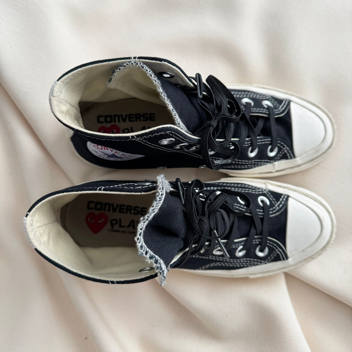Converse x CDG PLAY High Top Sneakers, size 5 unisex (size 7 womens)