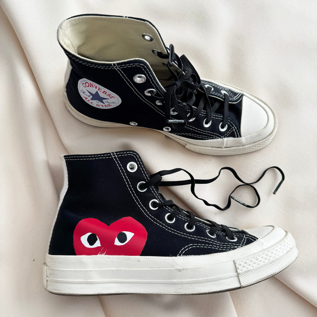 Converse x CDG PLAY High Top Sneakers, size 5 unisex (size 7 womens)