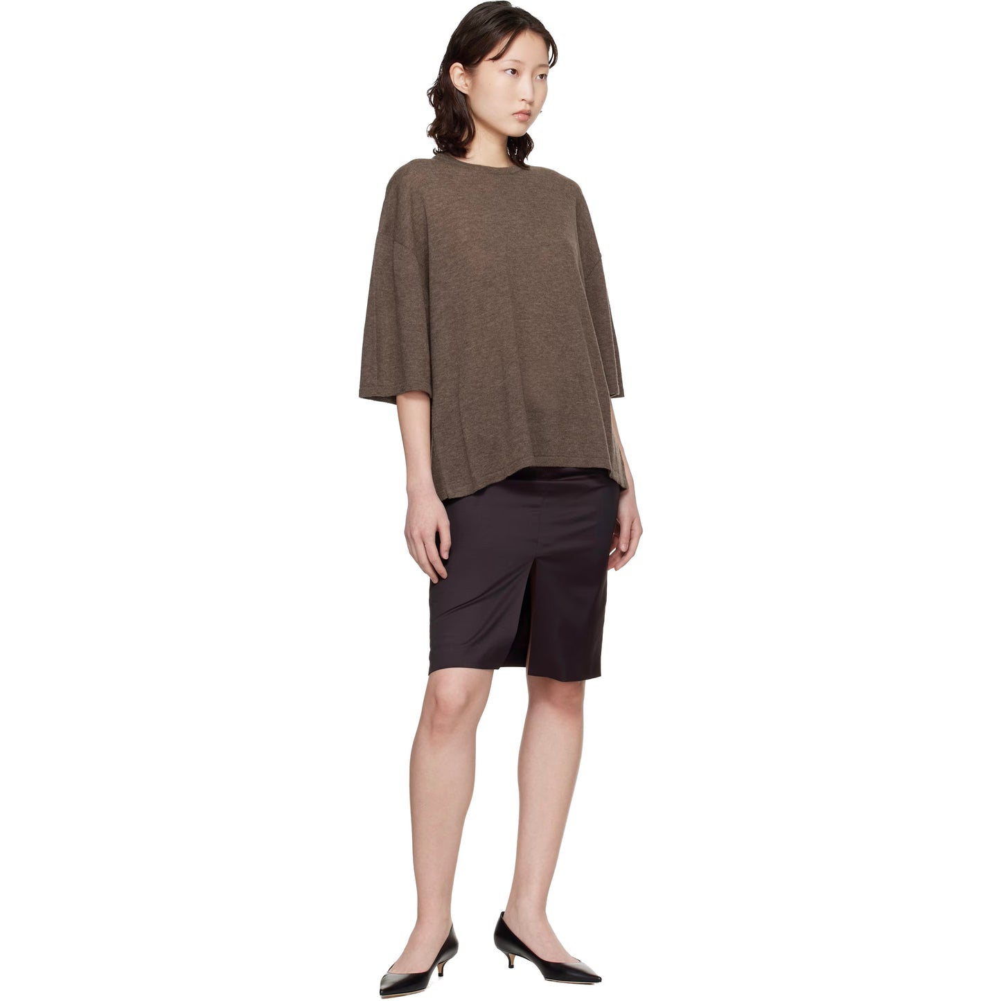 Cordera Merino Wool Oversized T-shirt in Taupe, One Size Only