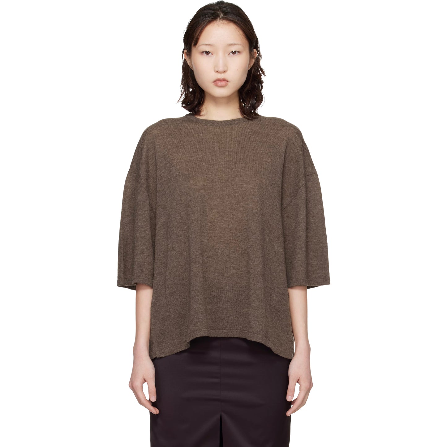 Cordera Merino Wool Oversized T-shirt in Taupe, One Size Only