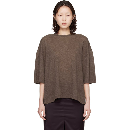 Cordera Merino Wool Oversized T-shirt in Taupe, One Size Only