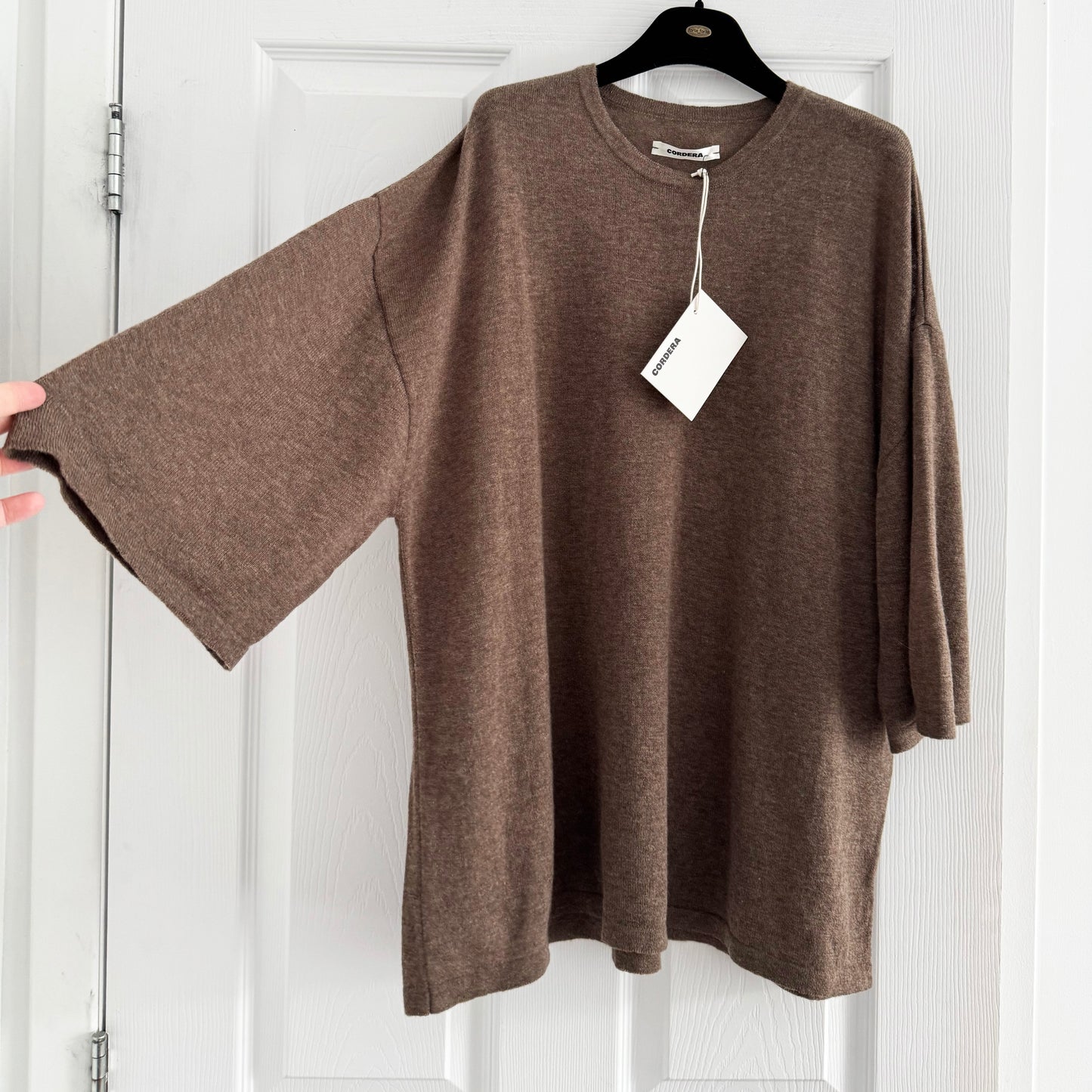 Cordera Merino Wool Oversized T-shirt in Taupe, One Size Only