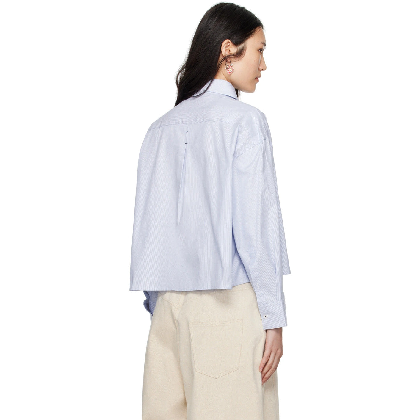 Cordera Cropped Pinstripe Shirt in Blue (fits Medium ish)