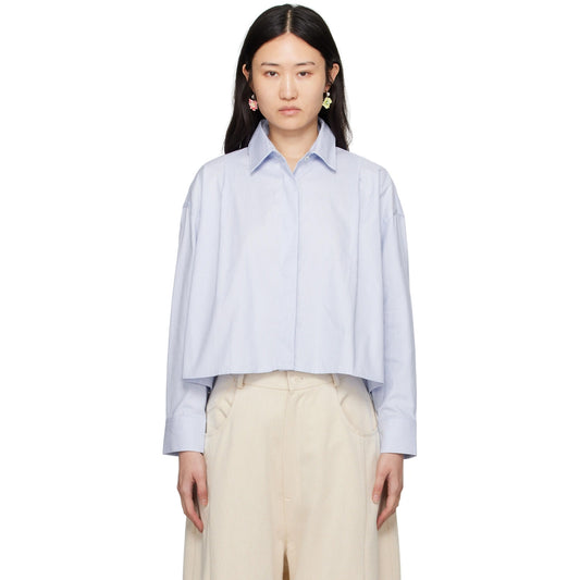 Cordera Cropped Pinstripe Shirt in Blue (fits Medium ish)