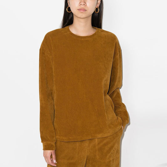 Tibi Corduroy Long Sleeve Top in Brown, size Medium