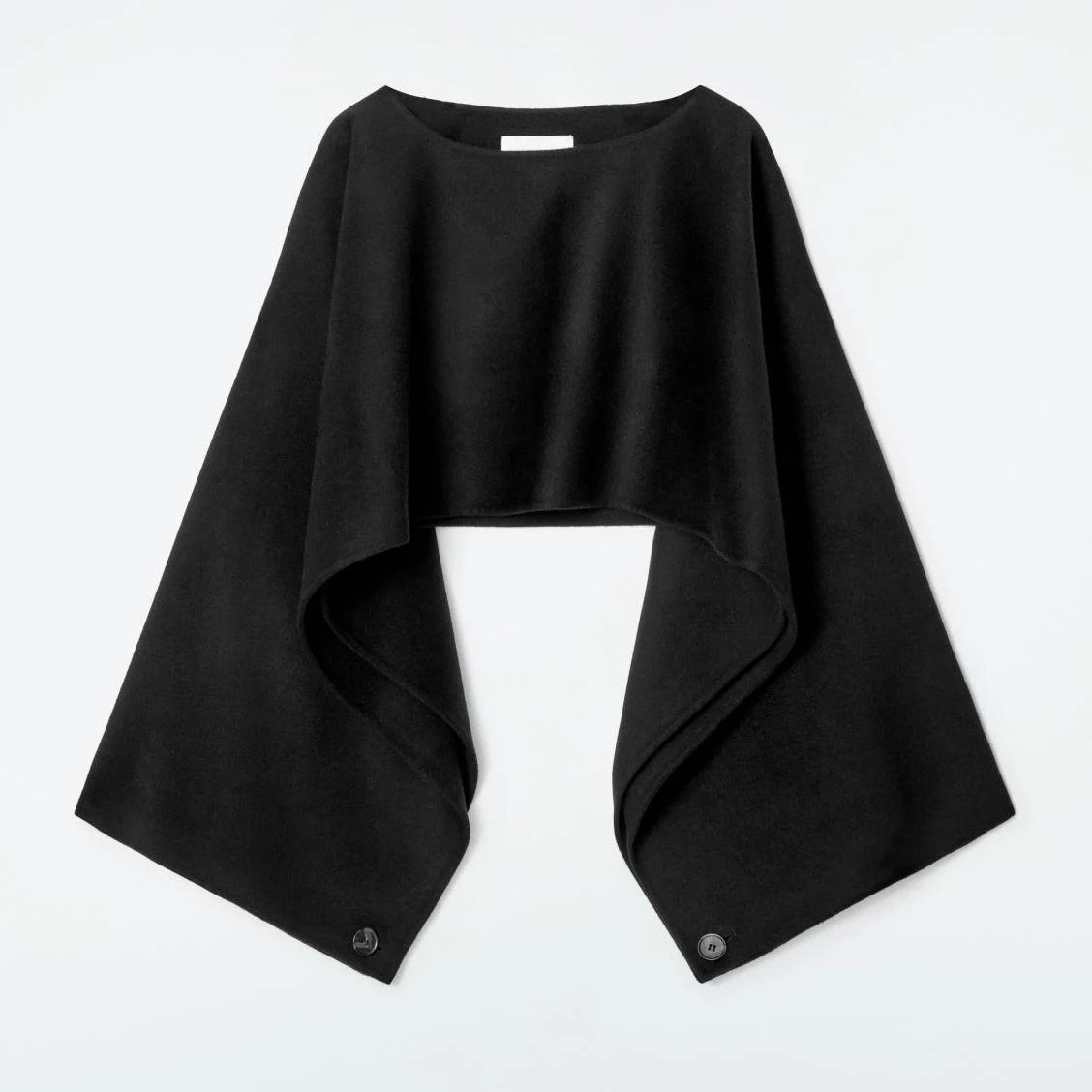 COS Double-Faced Wool Hybrid Cape in Black, One Size Only
