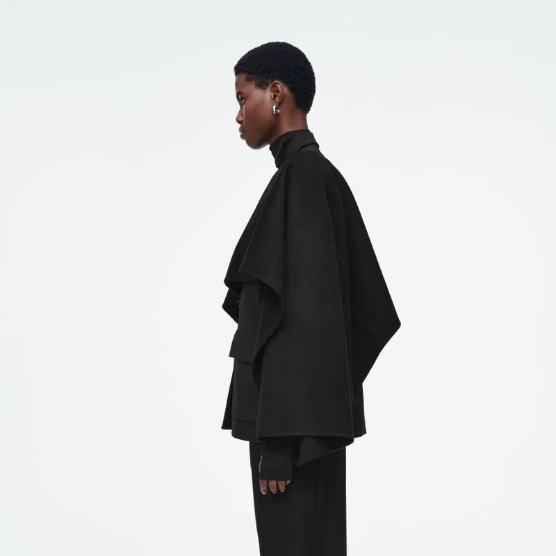 COS Double-Faced Wool Hybrid Cape in Black, One Size Only