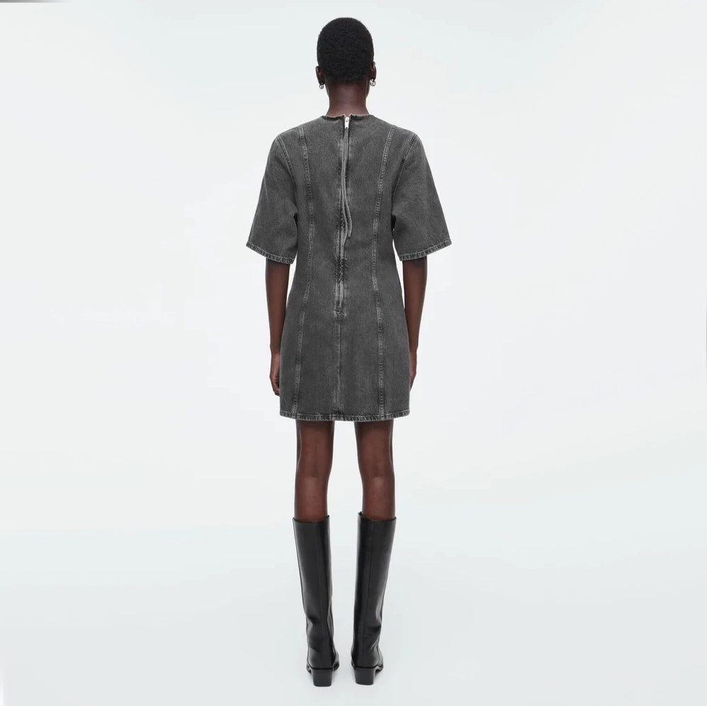 COS Short Sleeve Denim Dress in Faded Black, size 6 (fits size Small)
