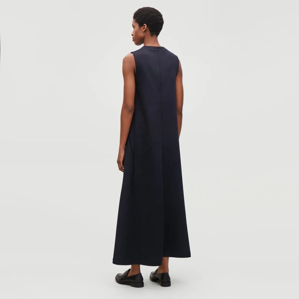 COS Scuba Hi/Low Hem Dress in Navy, size Small