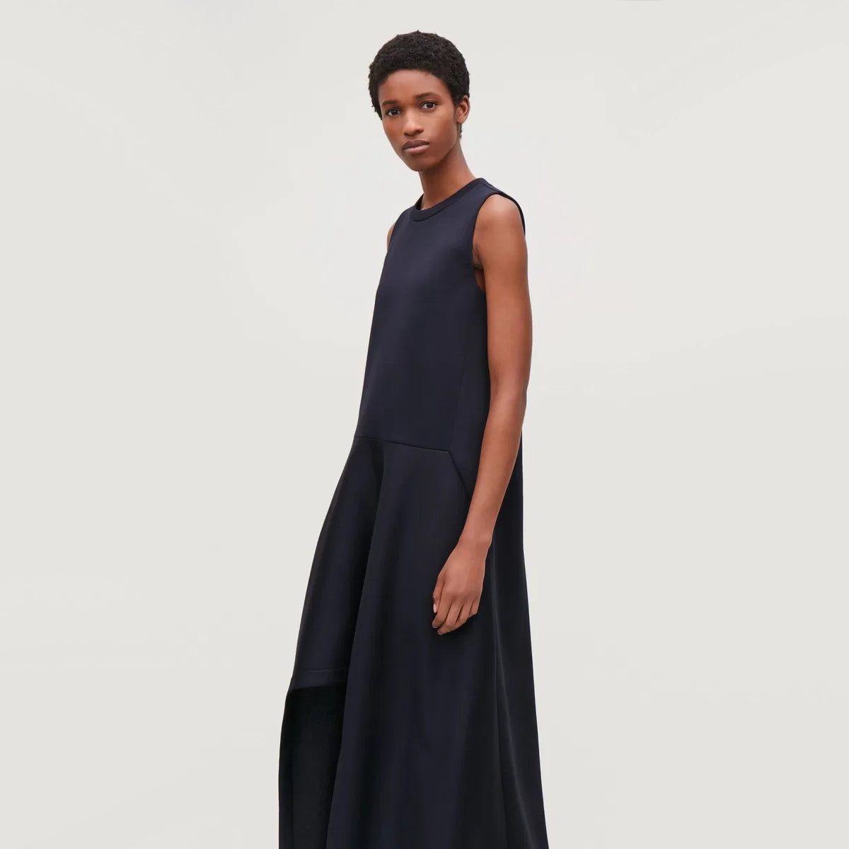 COS Scuba Hi/Low Hem Dress in Navy, size Small