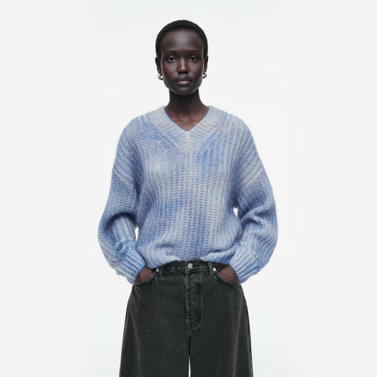 COS Spray-Effect Mohair Sweater in Blue, size Small