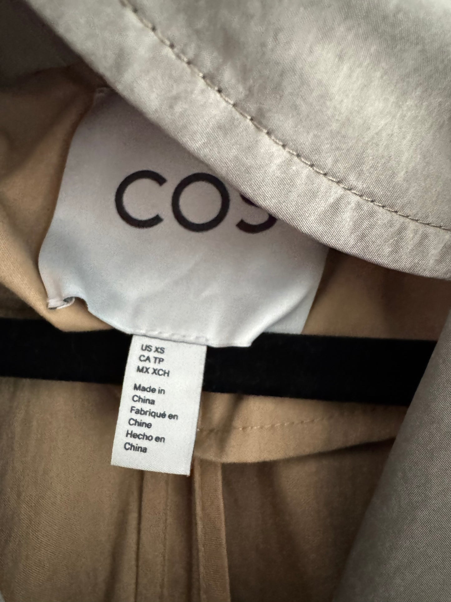 COS Layered Double-Breasted Trench Coat in Tan, size XS (Fits XS/S)
