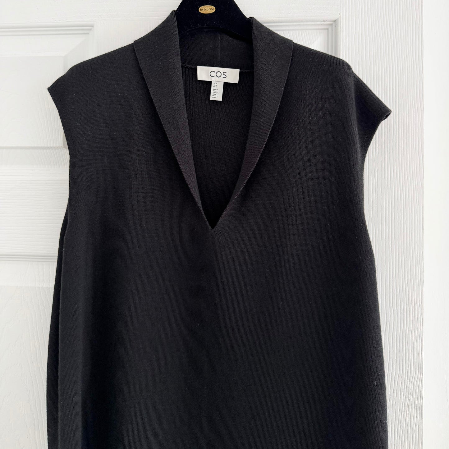 COS Sleeveless Wool Knit Dress in Black, size Medium