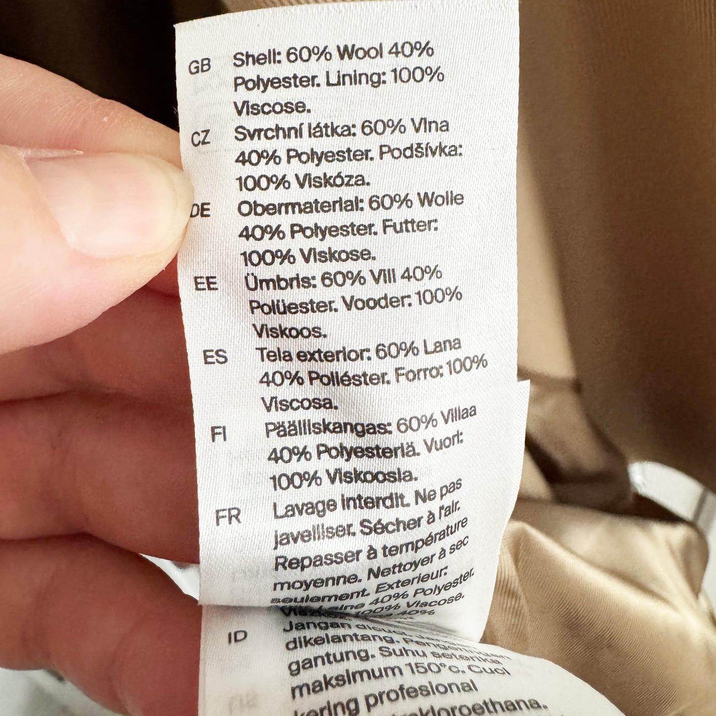 COS Trapeze Wool-Blend Jacket in Beige, size 6