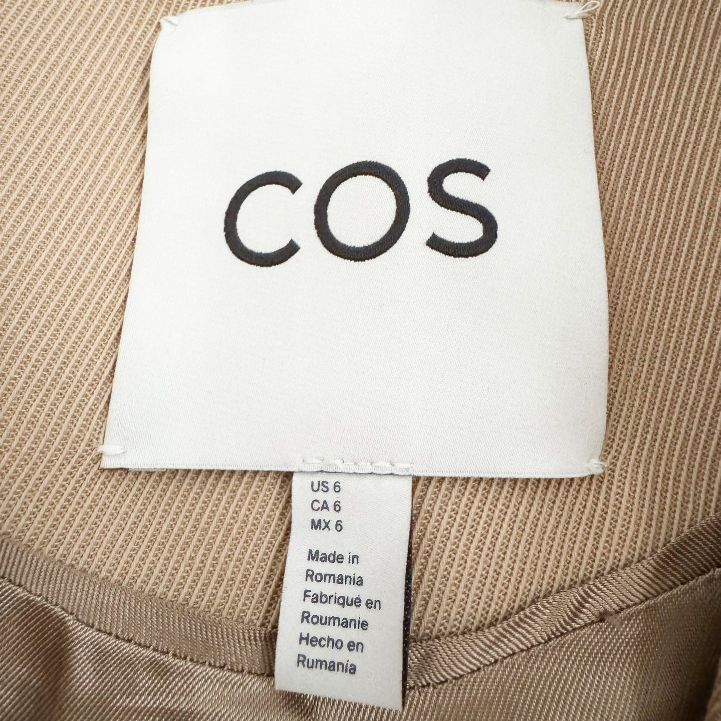 COS Trapeze Wool-Blend Jacket in Beige, size 6