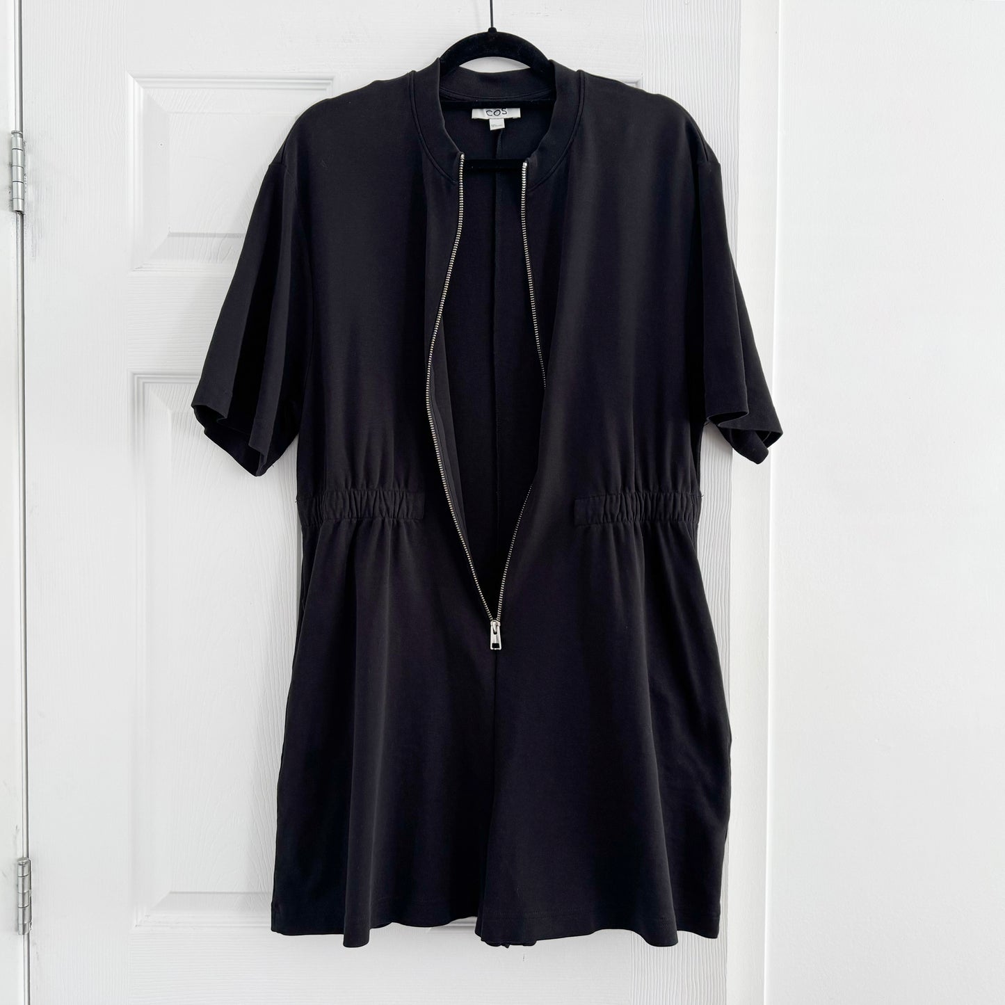 COS Zip-Up Playsuit in Black, Size Large