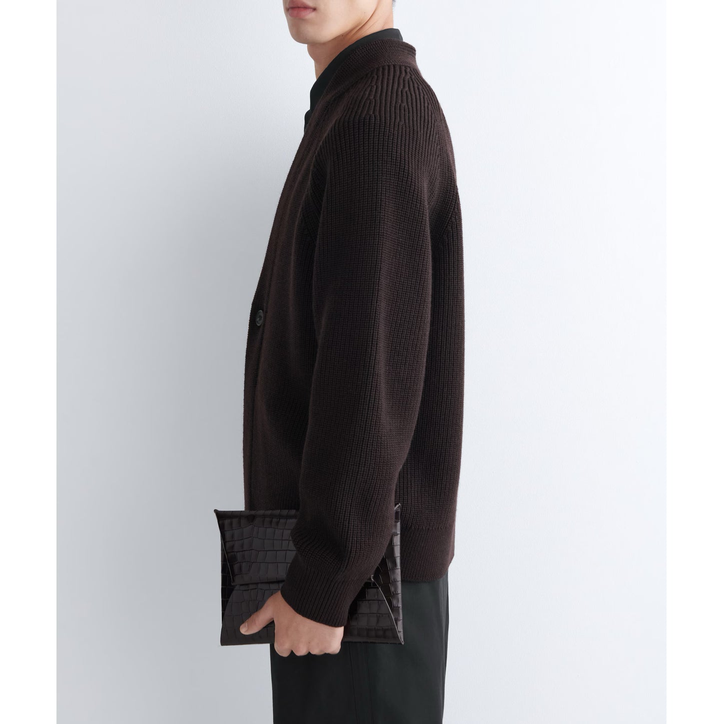 COS Stamped Croc Clutch in Brown