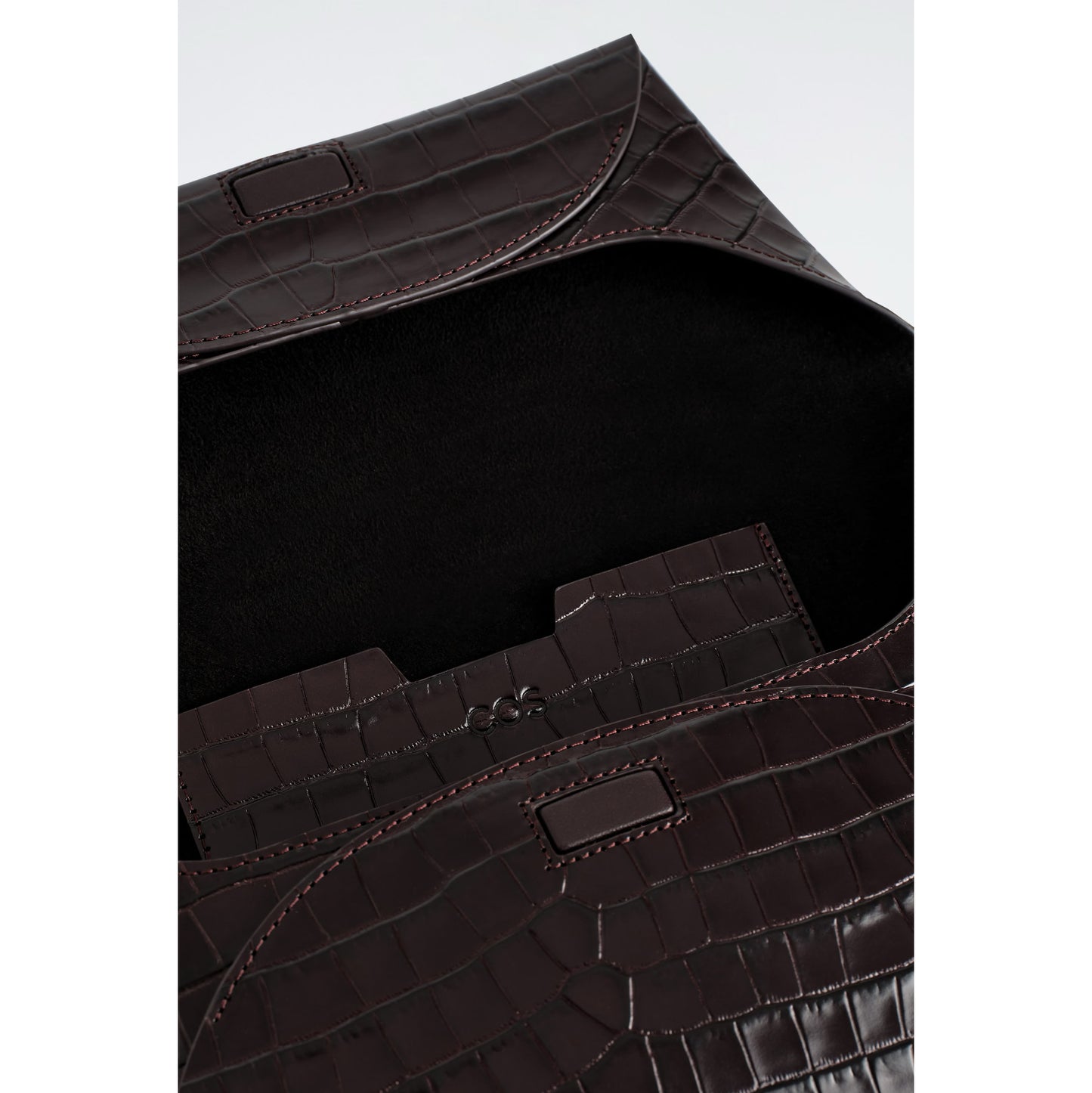 COS Stamped Croc Clutch in Brown