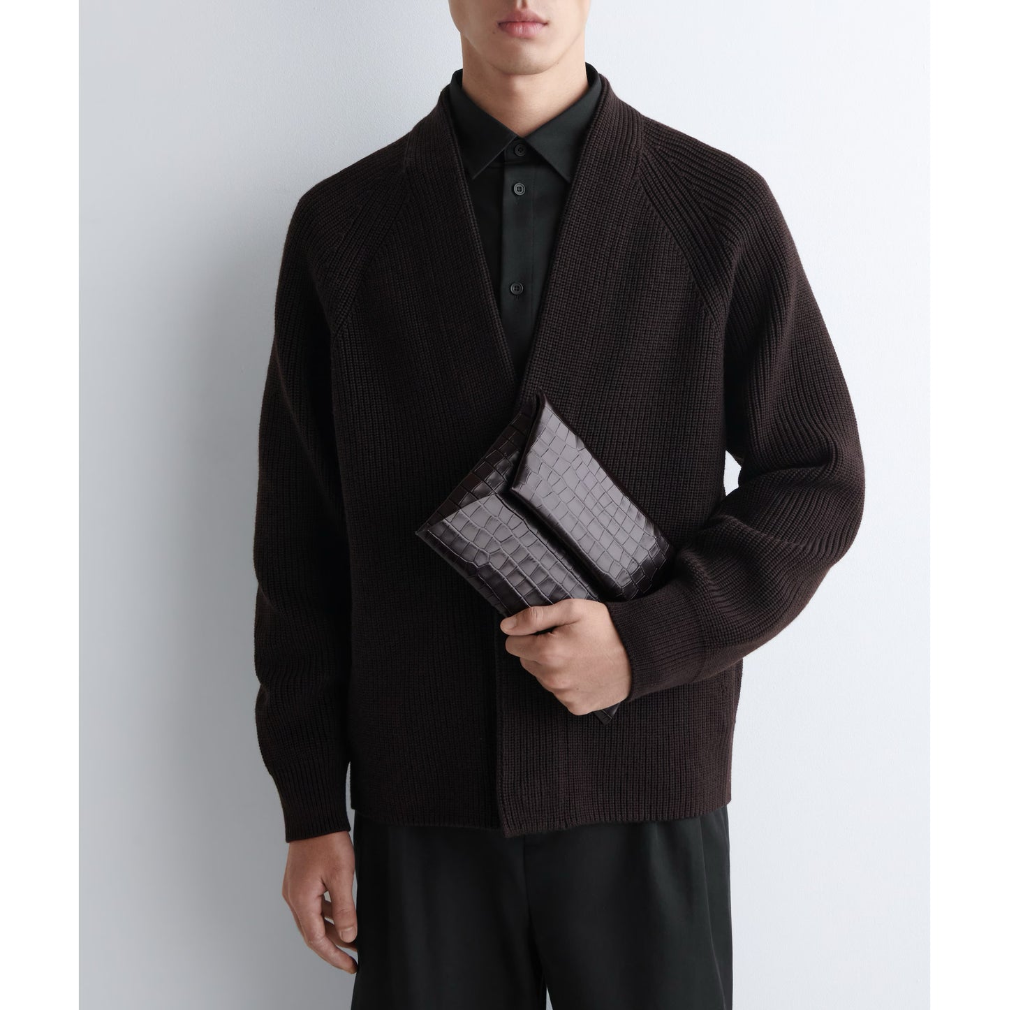 COS Stamped Croc Clutch in Brown