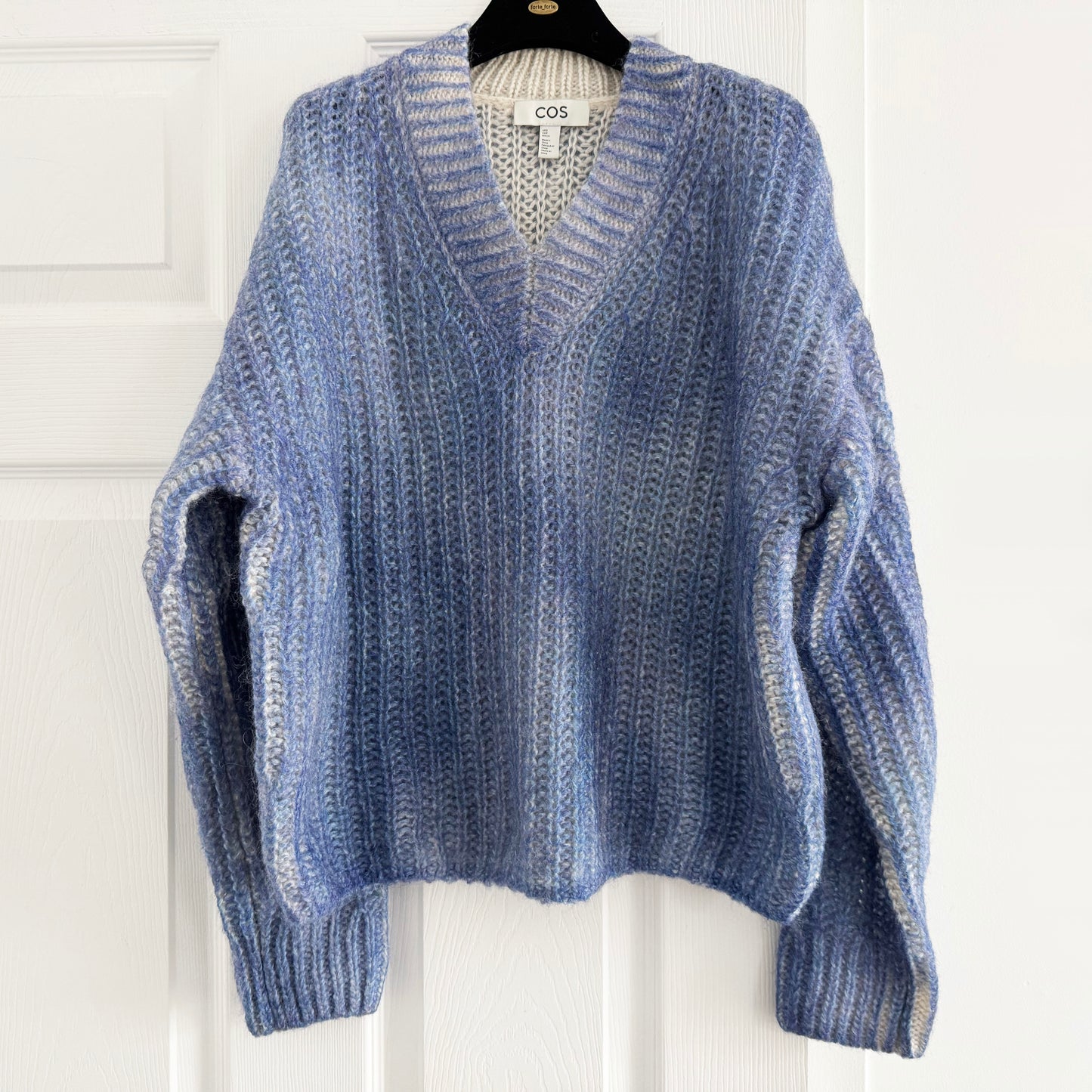 COS Spray-Effect Mohair Sweater in Blue, size Small