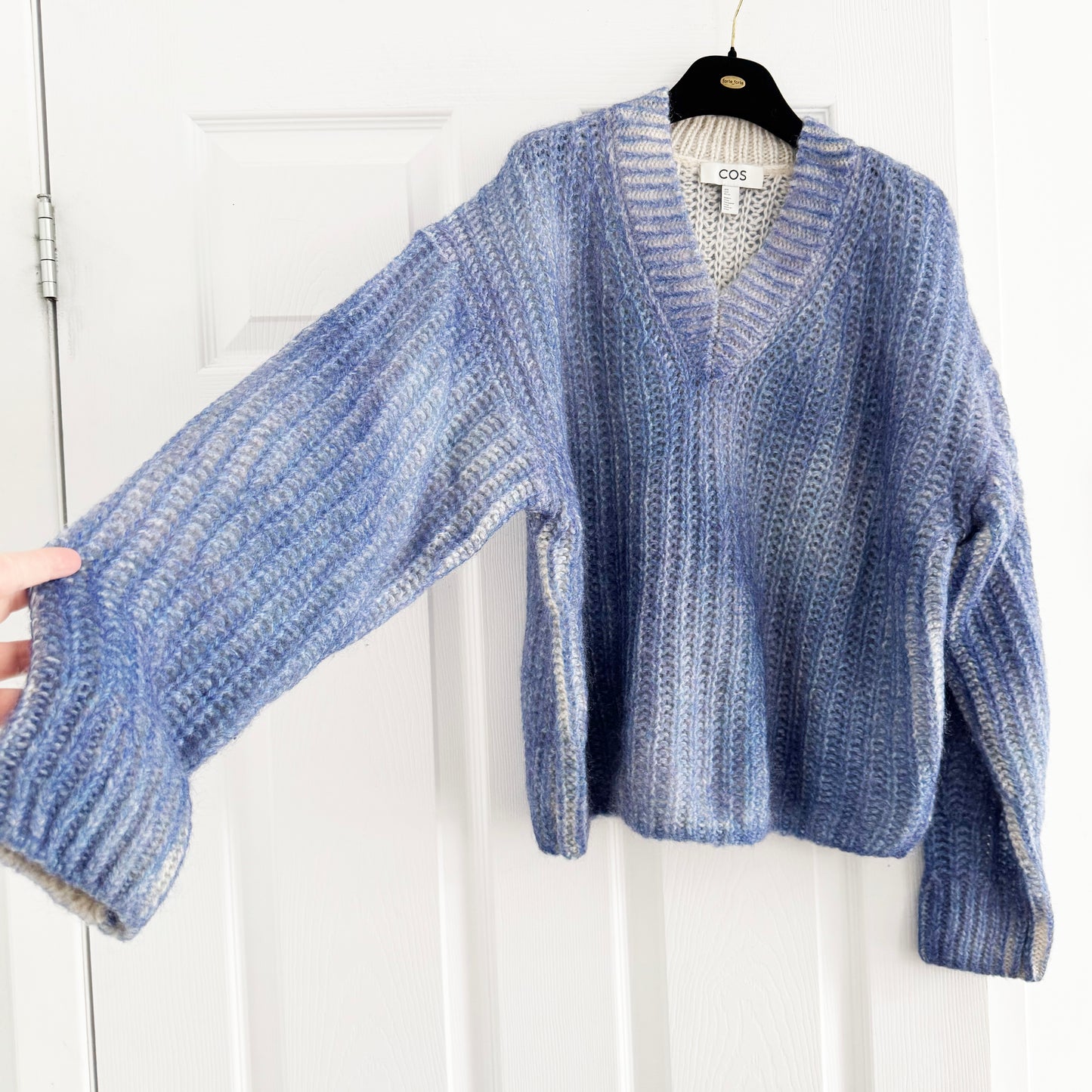 COS Spray-Effect Mohair Sweater in Blue, size Small