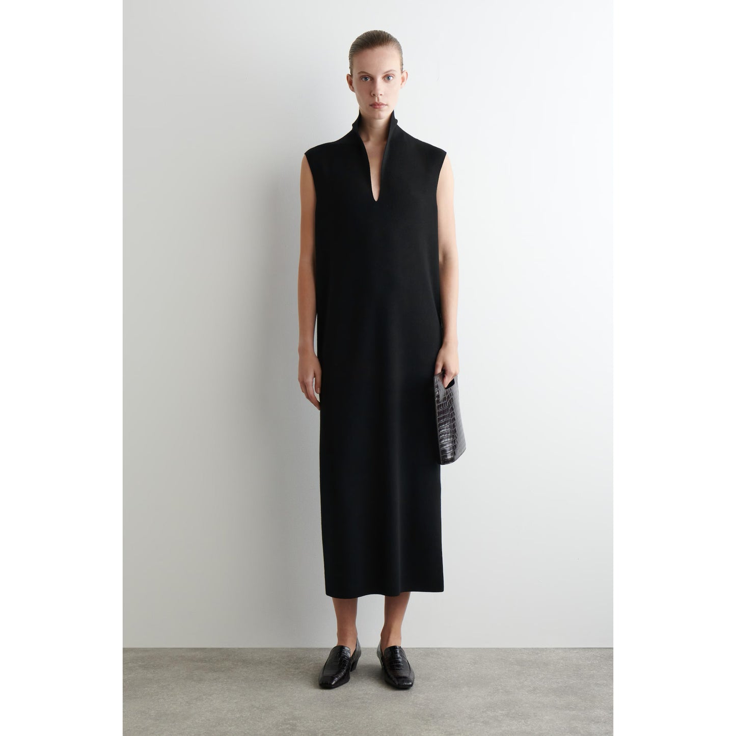 COS Sleeveless Wool Knit Dress in Black, size Medium