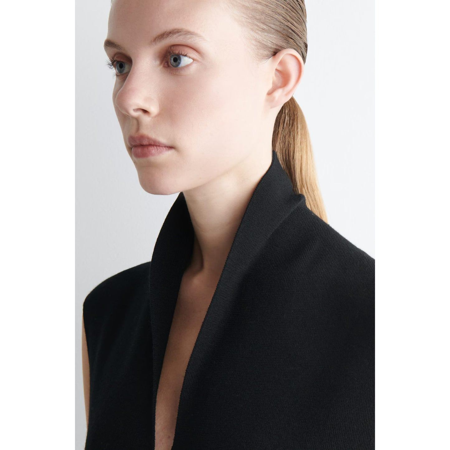 COS Sleeveless Wool Knit Dress in Black, size Medium