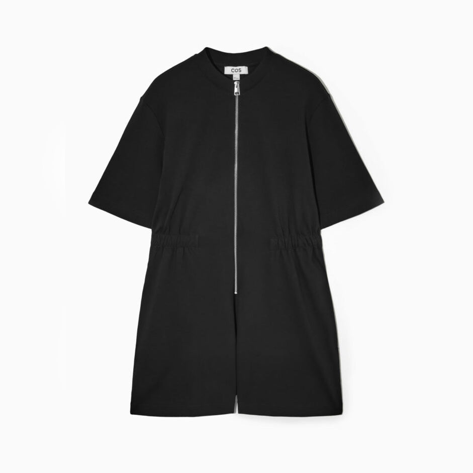 COS Zip-Up Playsuit in Black, Size Large