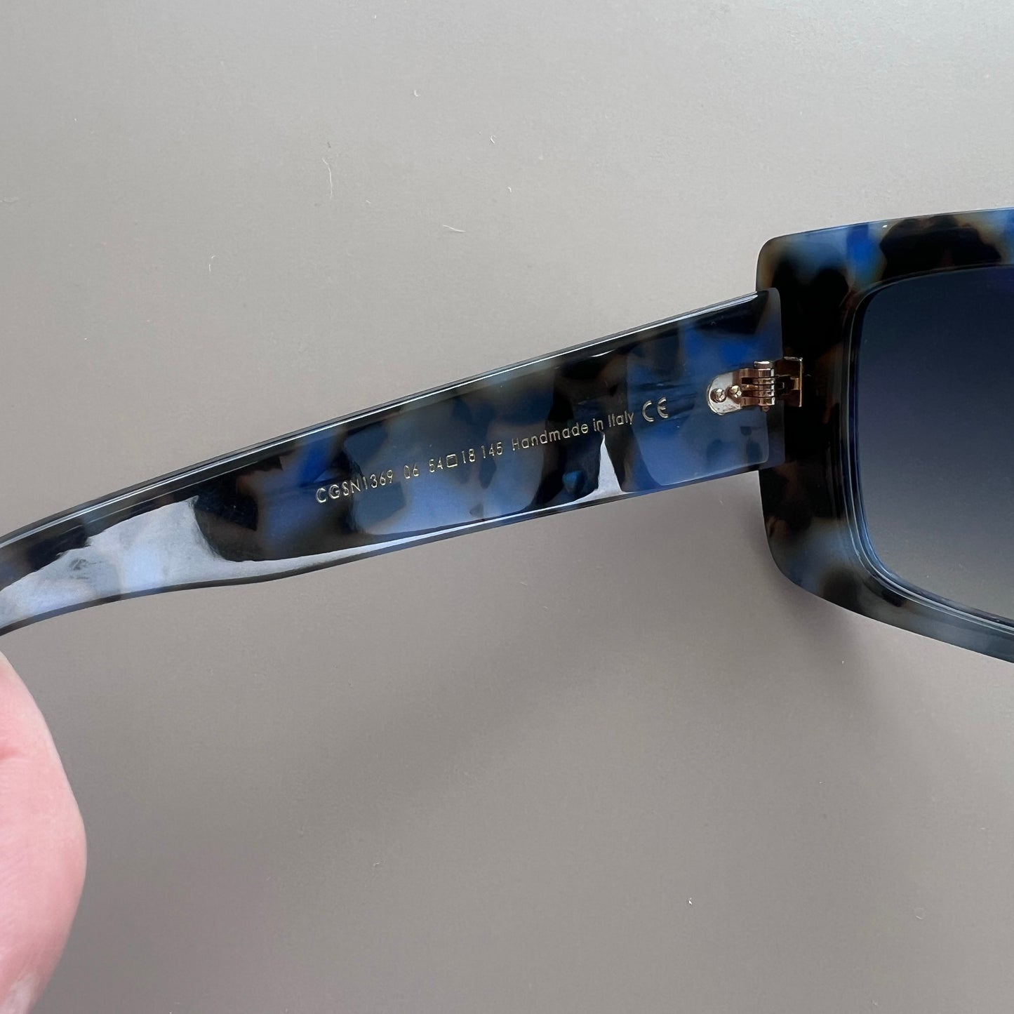 Cutler & Gross "1369" Rectangular Frame Sunglasses in Blue