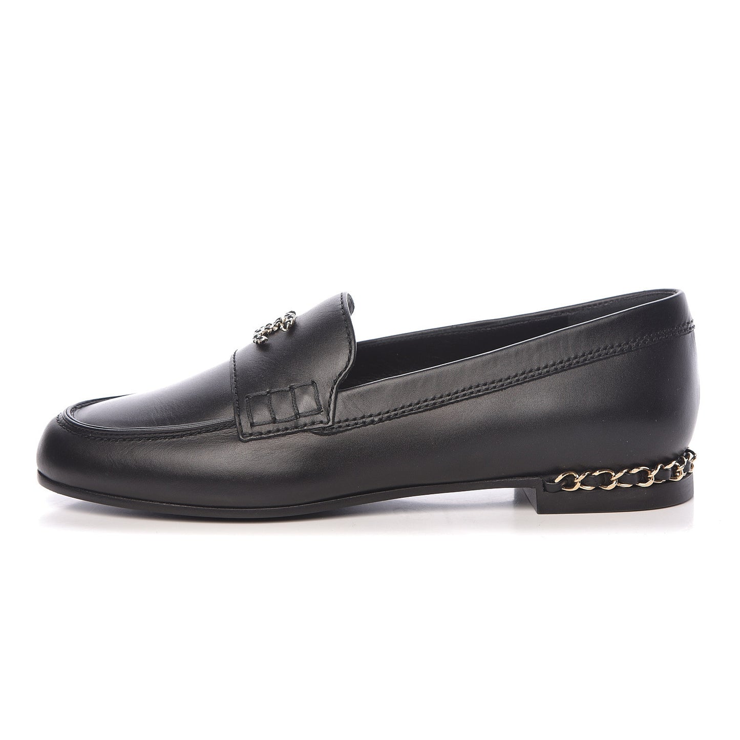 Chanel CC Chain Moccasin Loafers in Black, size 38