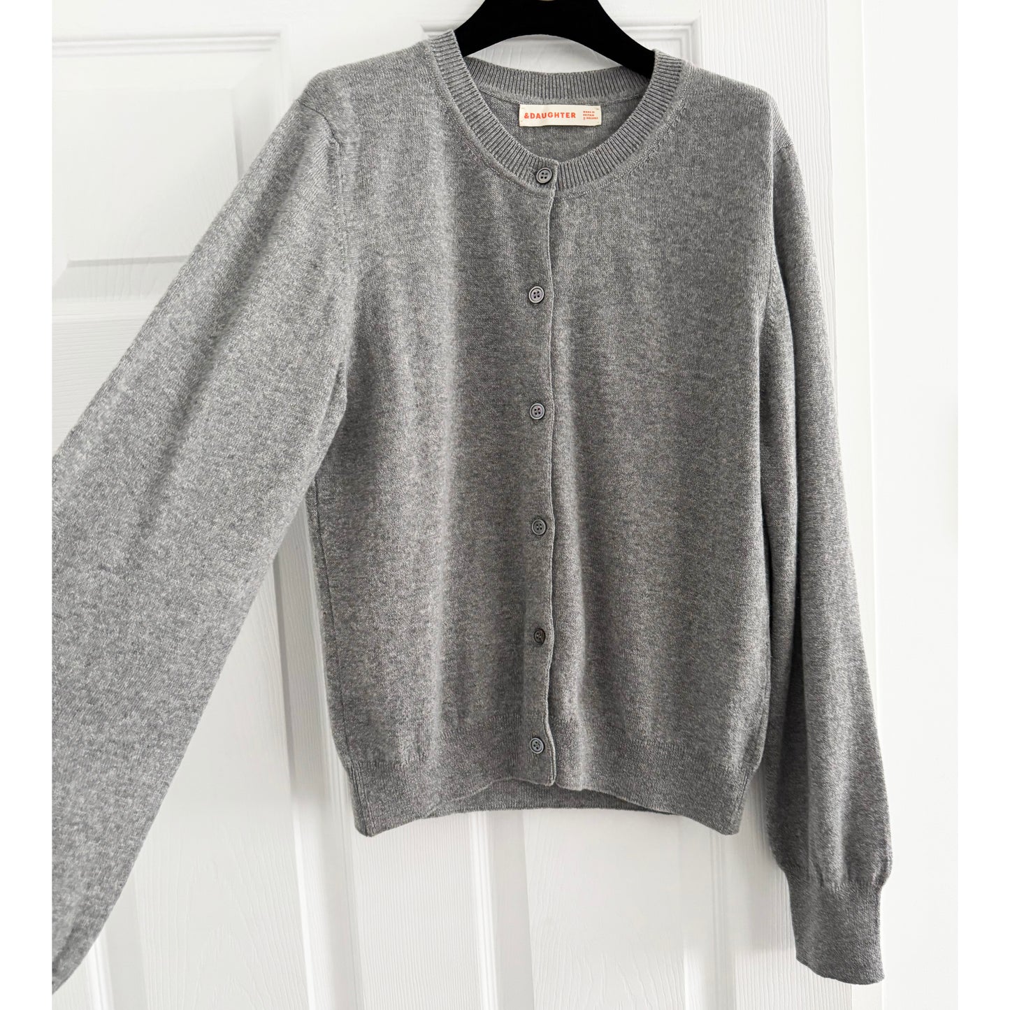& Daughter "Enya" Cashmere/Cotton Cardigan in Grey, size Small