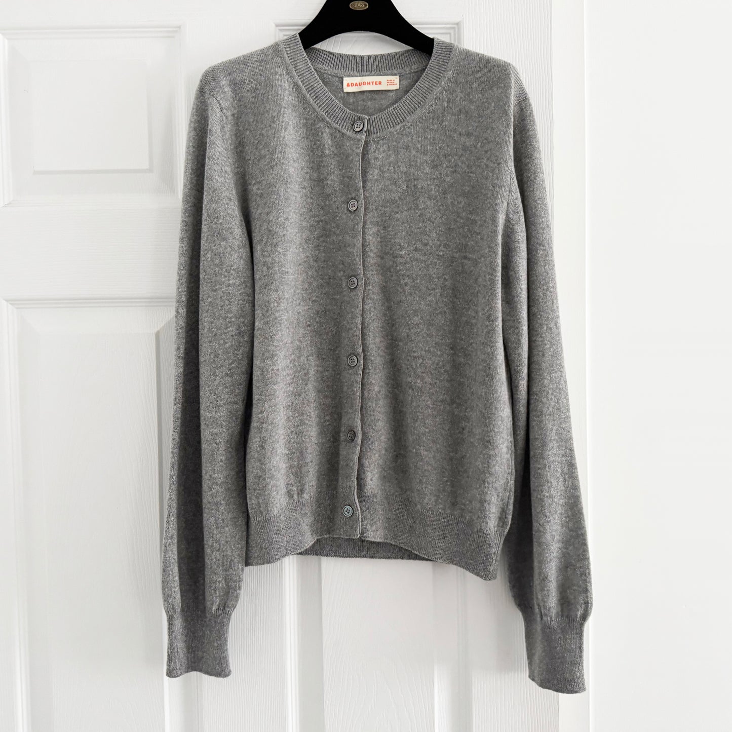 & Daughter "Enya" Cashmere/Cotton Cardigan in Grey, size Small
