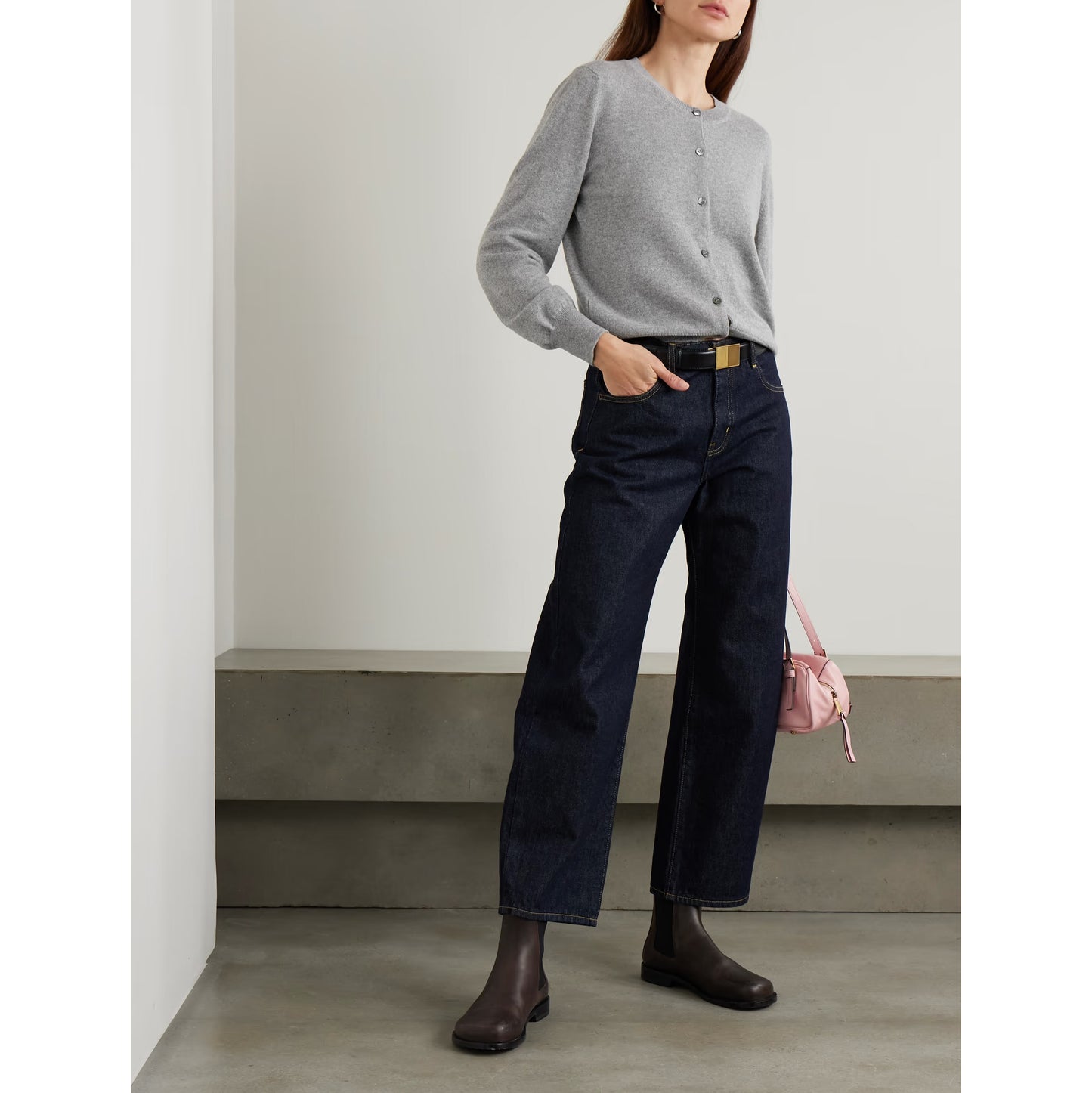 & Daughter "Enya" Cashmere/Cotton Cardigan in Grey, size Small