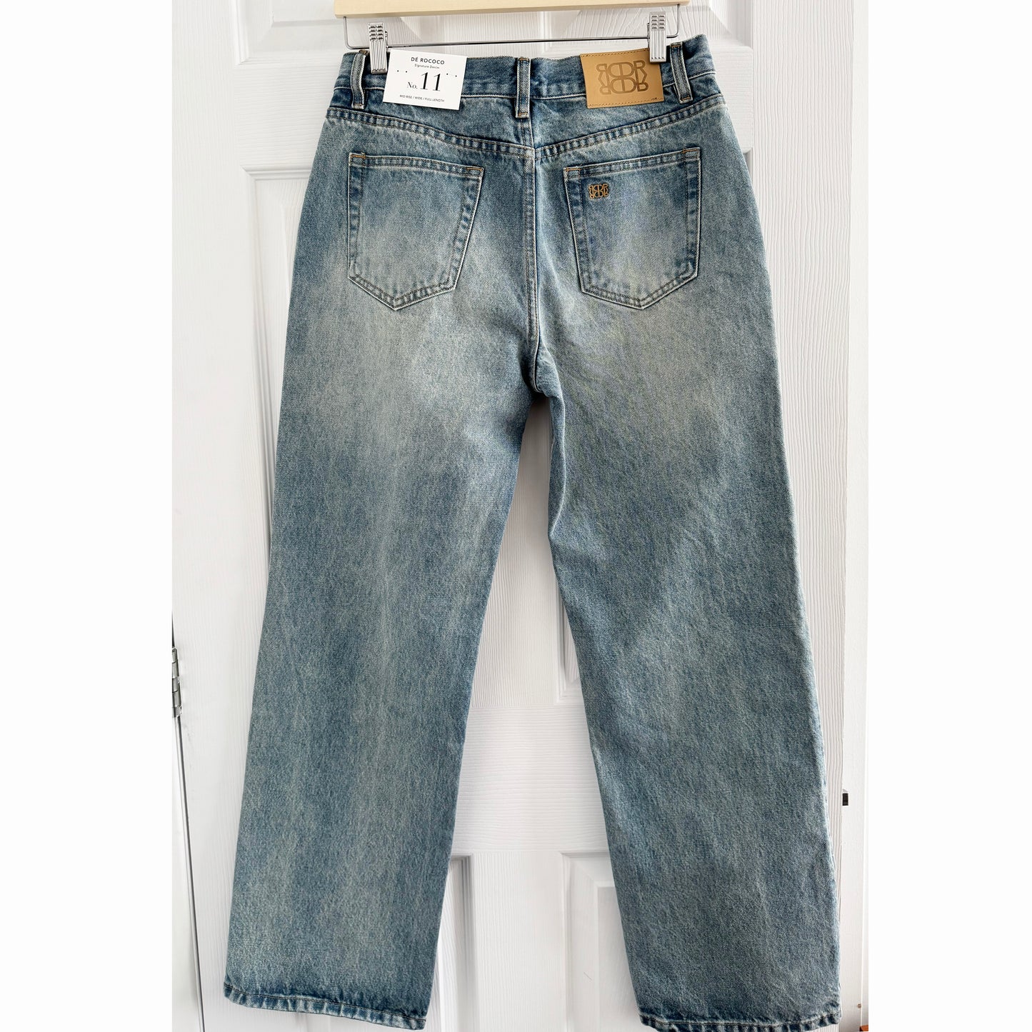 De Rococo "No. 11" Mid Rise Full Length Baggy Denim in Dusty Blue, size 27