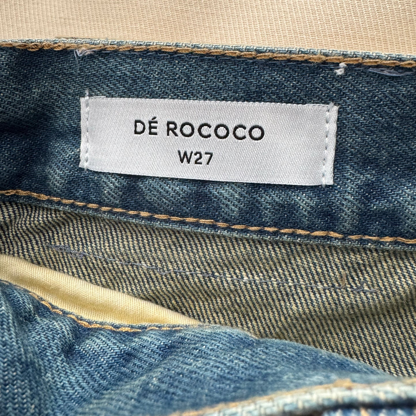 De Rococo "No. 11" Mid Rise Full Length Baggy Denim in Dusty Blue, size 27