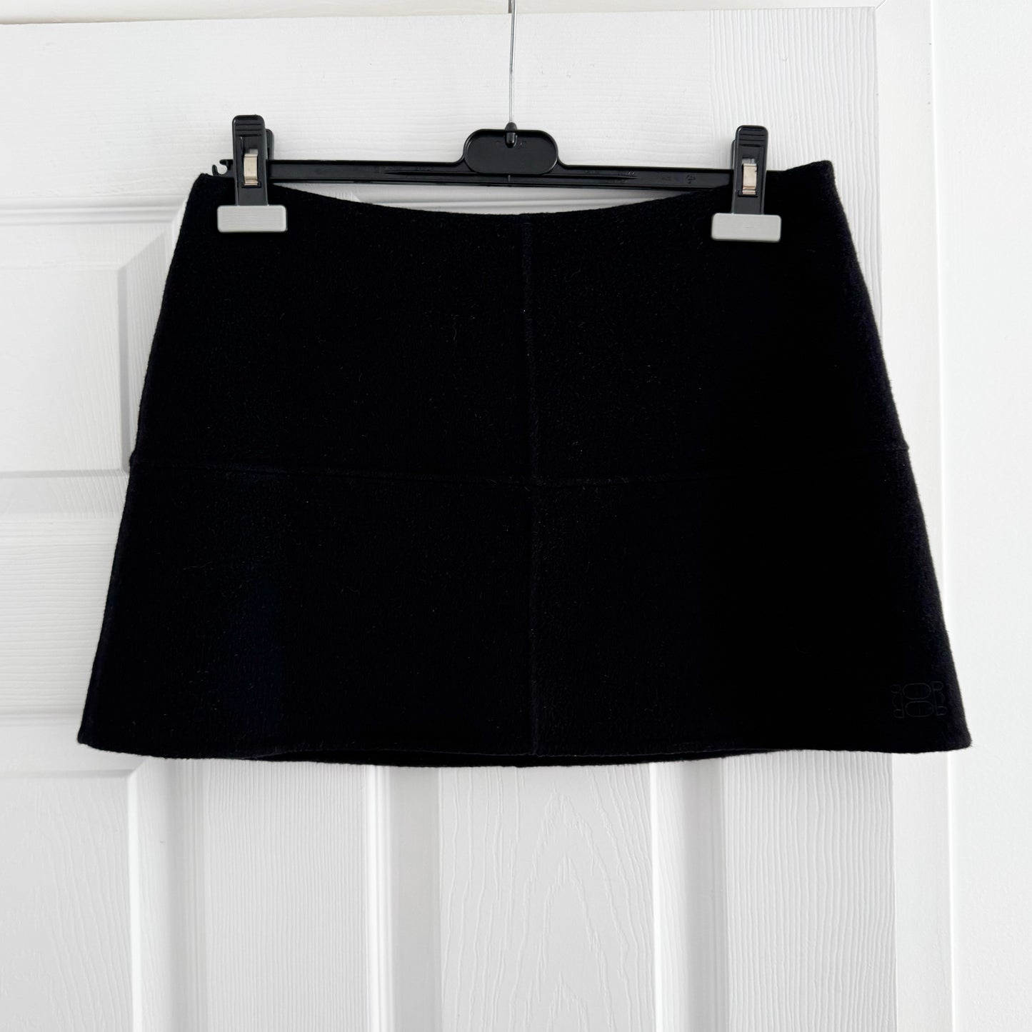 De Rococo Double Wool Mini Skirt in Black, size Medium (fits S/M)