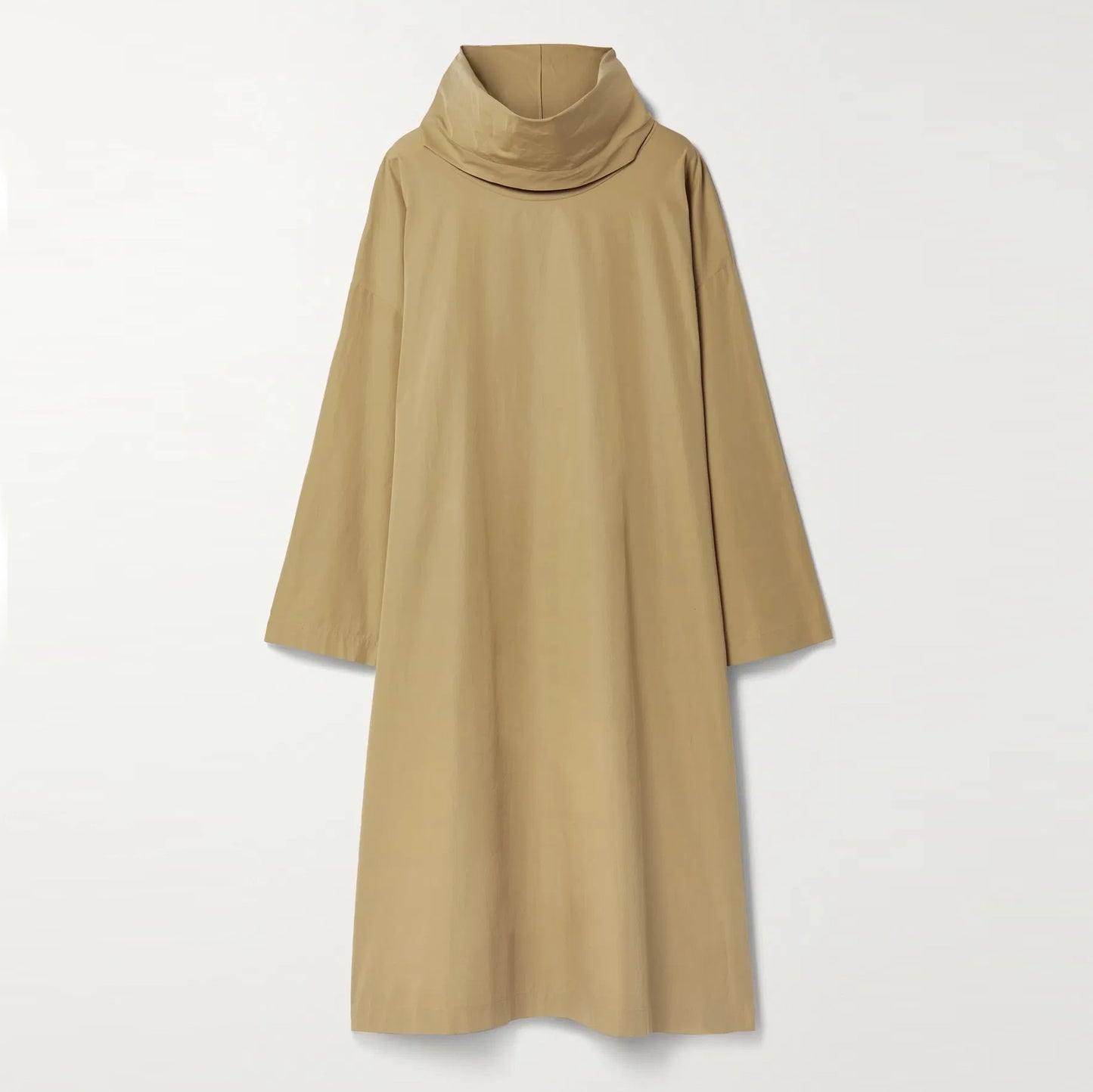 THE ROW "Balsa" Draped Cotton-Poplin Midi Dress in Sand, size Small (fits S-L)