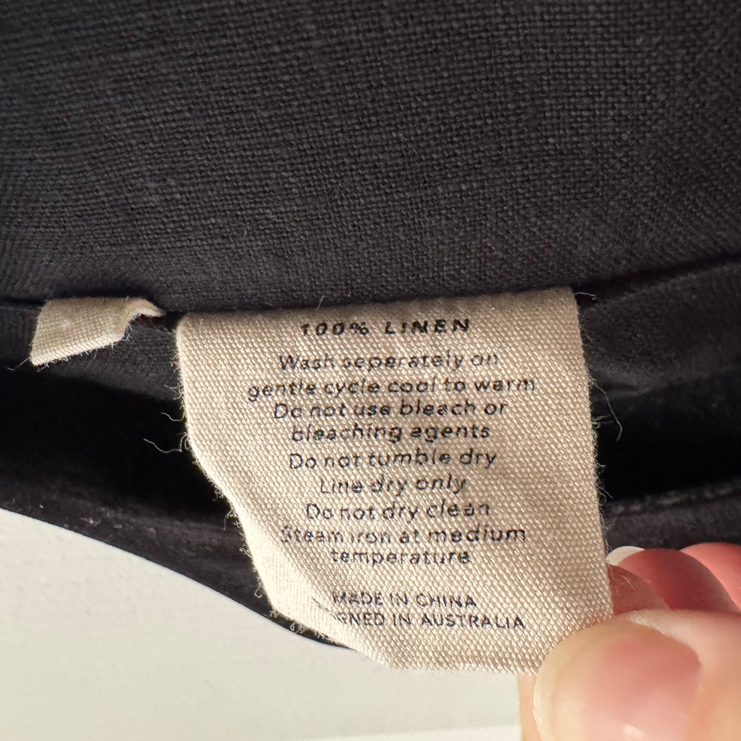 Deiji Studios Linen Shirt in Black, size XL