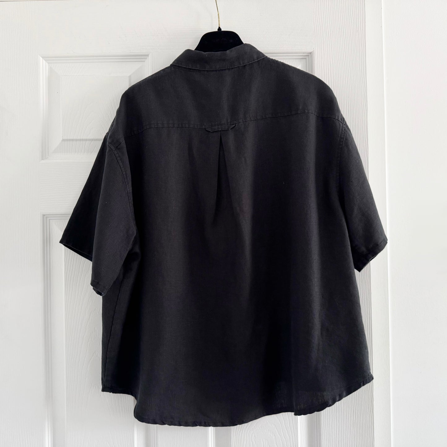 Deiji Studios Linen Shirt in Black, size XL