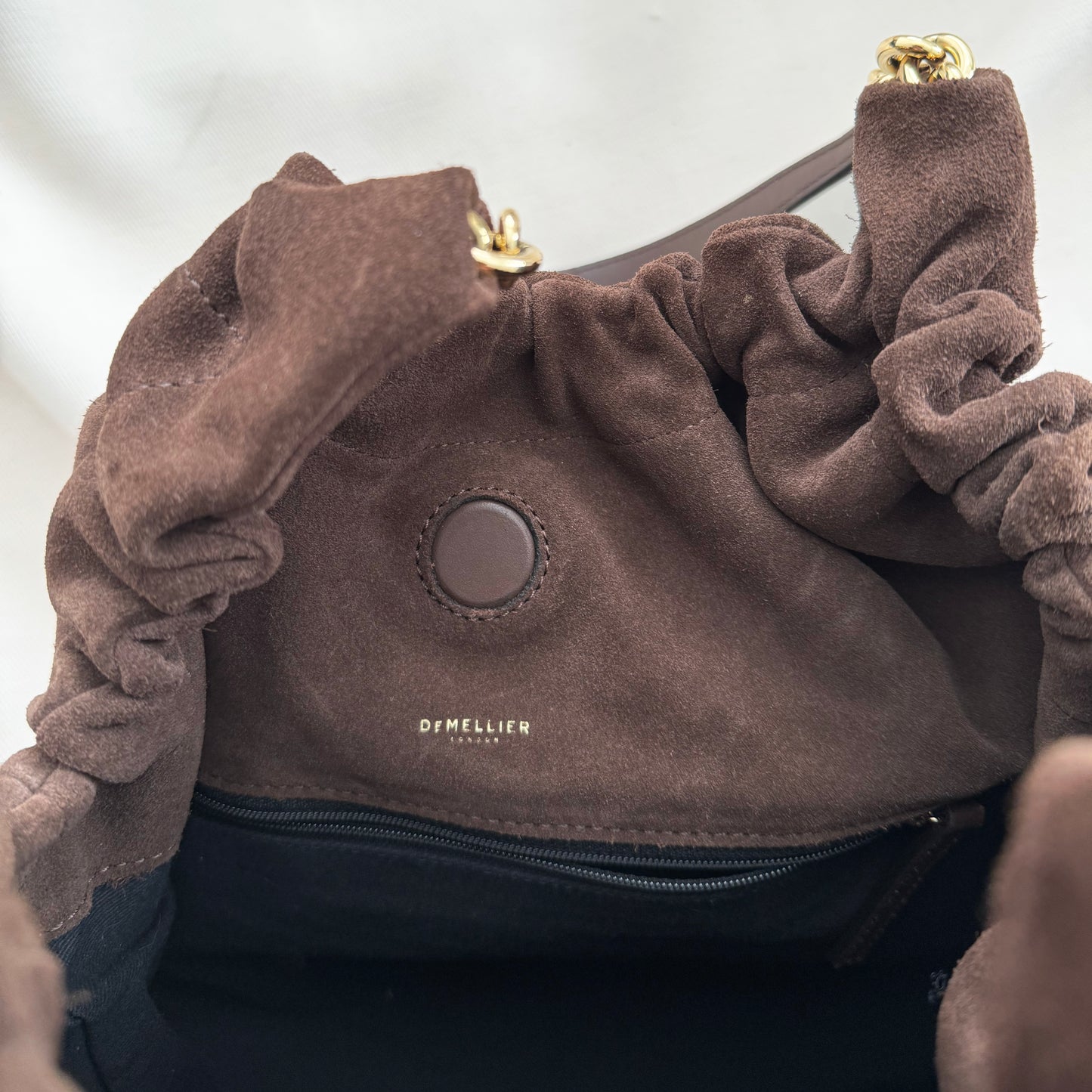 Demellier “Miami” Tote Bag in Brown Suede