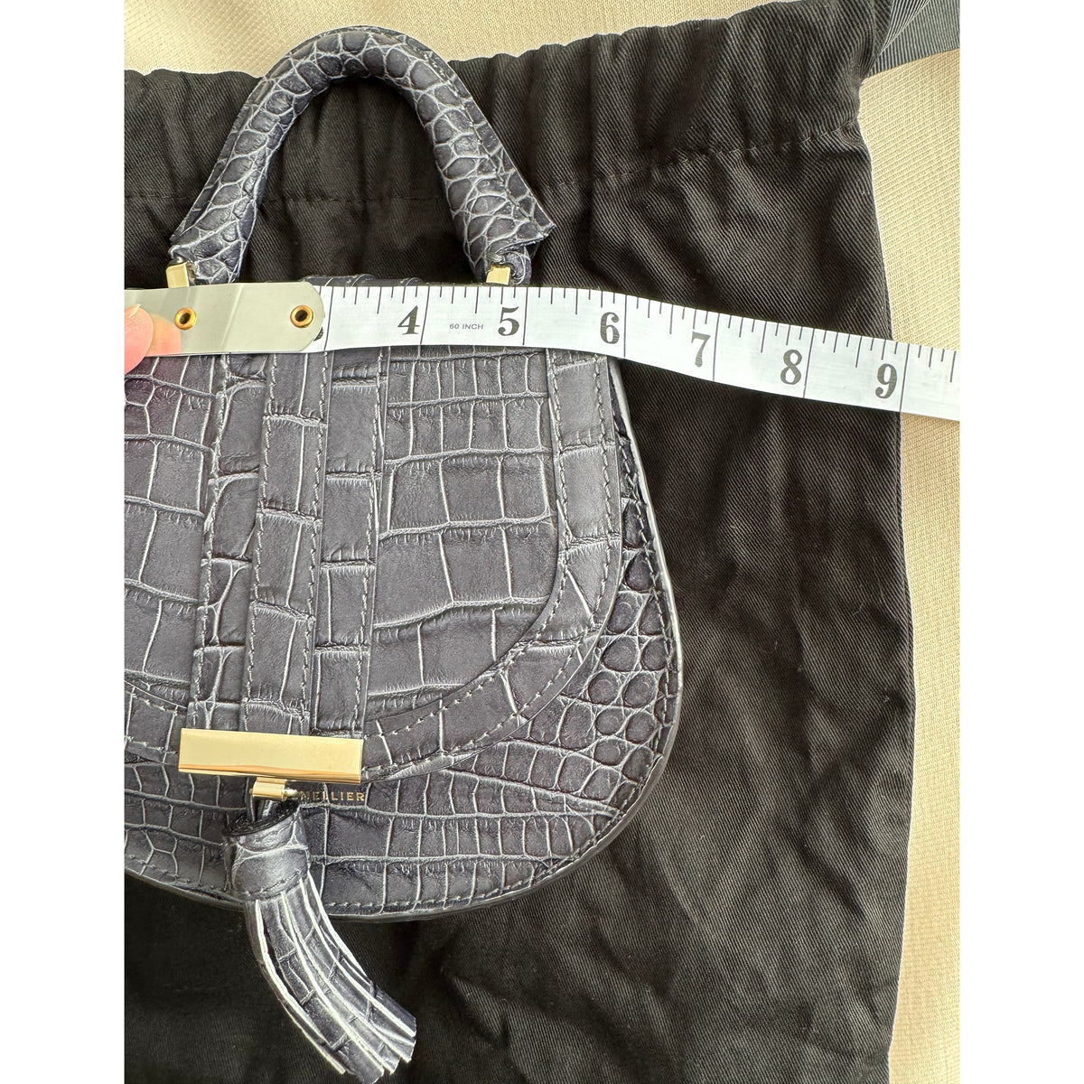 Demellier Nano "Venice" Bag in Grey Croc