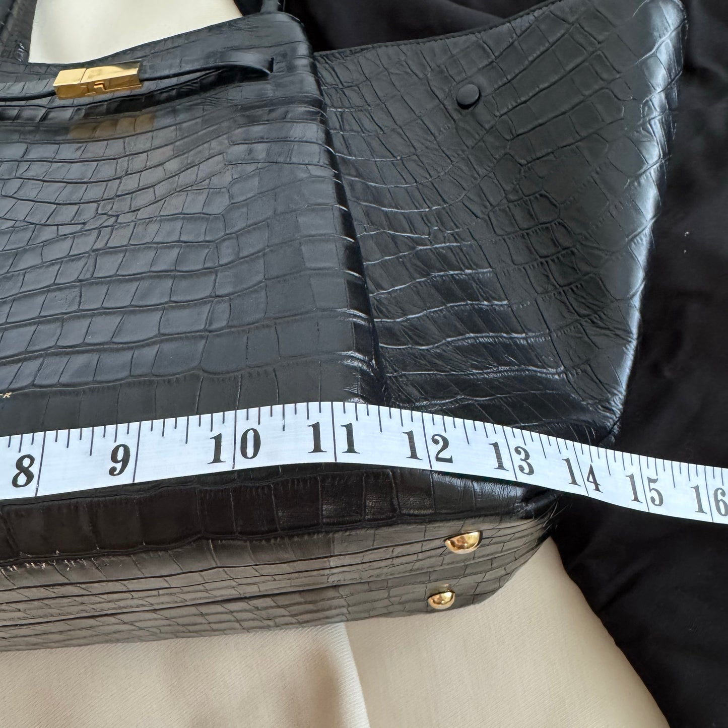 Demellier "New York" Tote in Black Croc