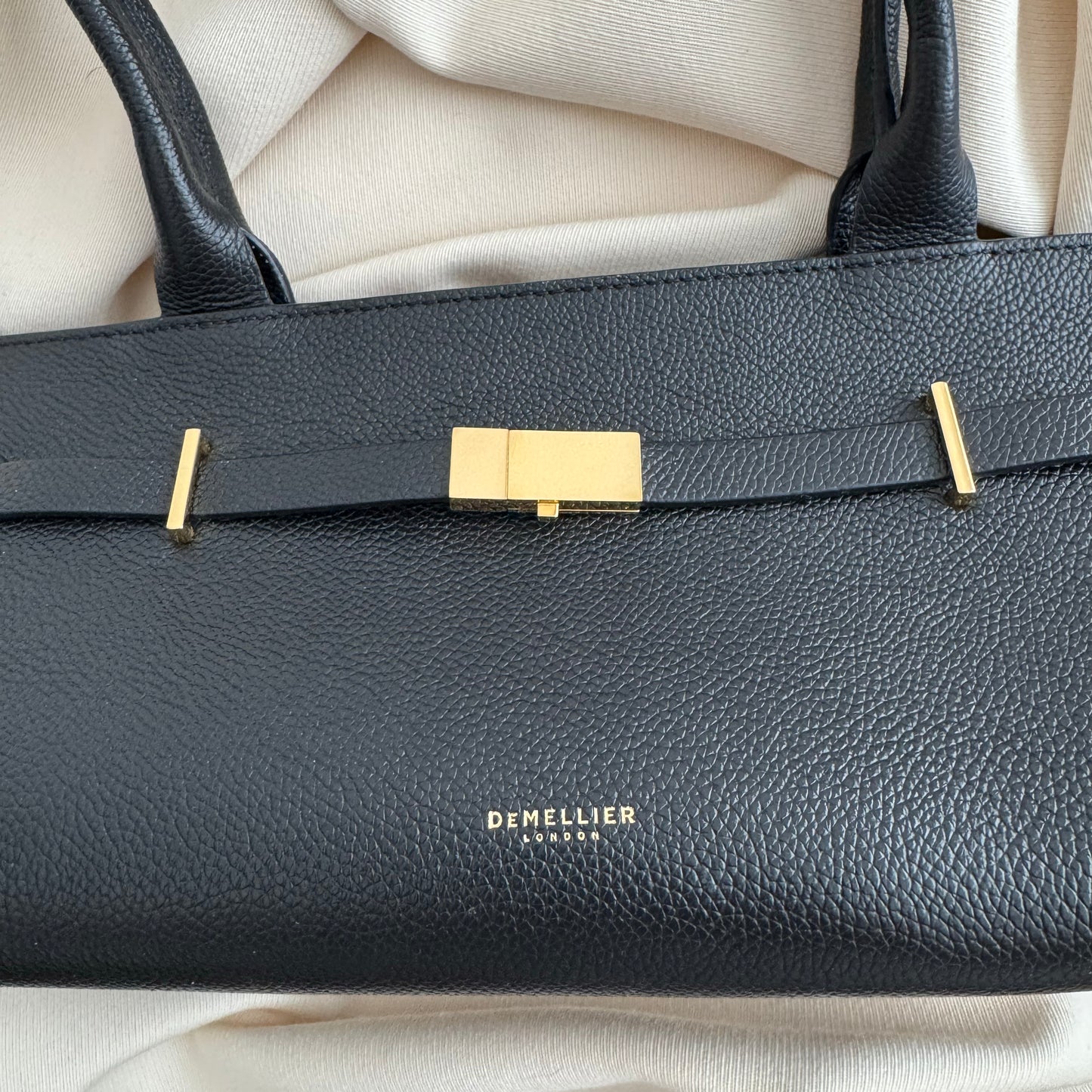 DeMellier "The New York" Shoulder Bag in Black Grained Leather