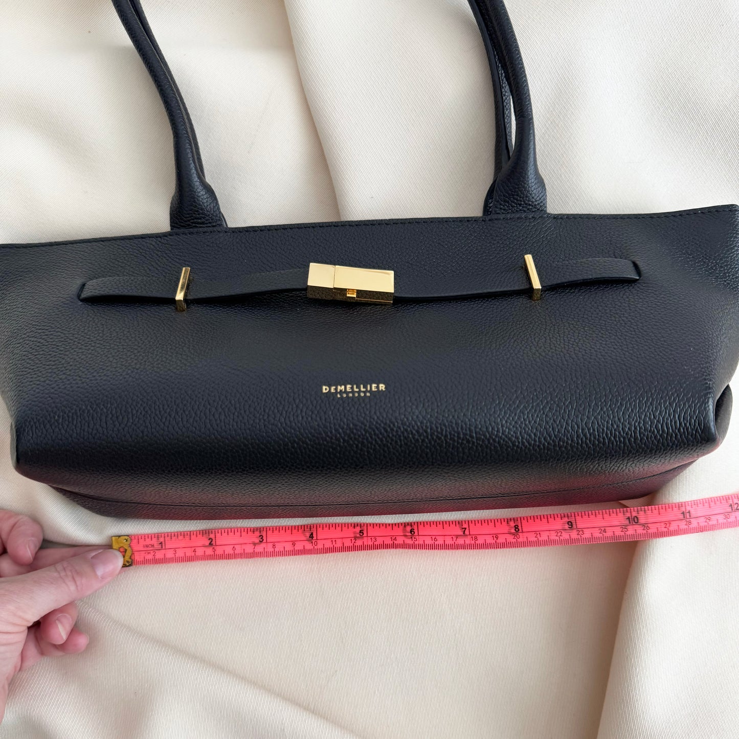 DeMellier "The New York" Shoulder Bag in Black Grained Leather