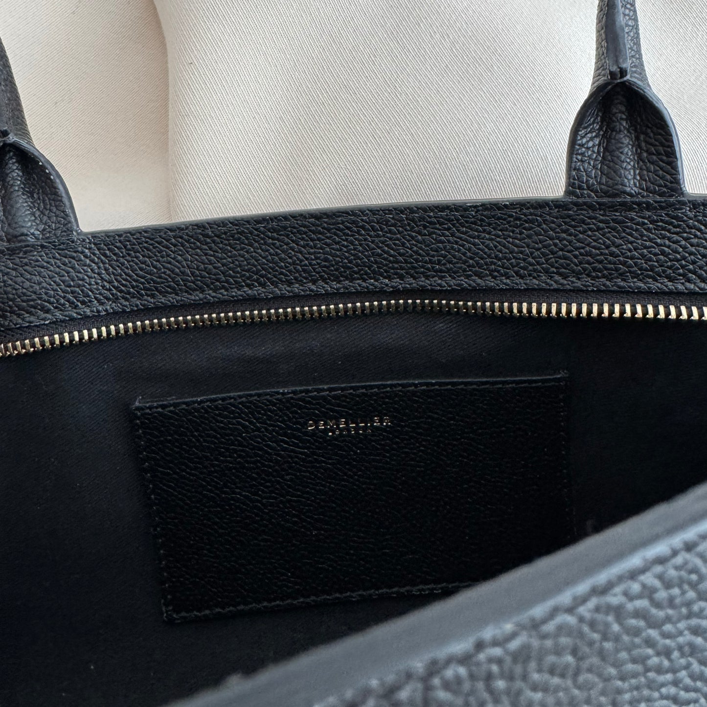 DeMellier "The New York" Shoulder Bag in Black Grained Leather