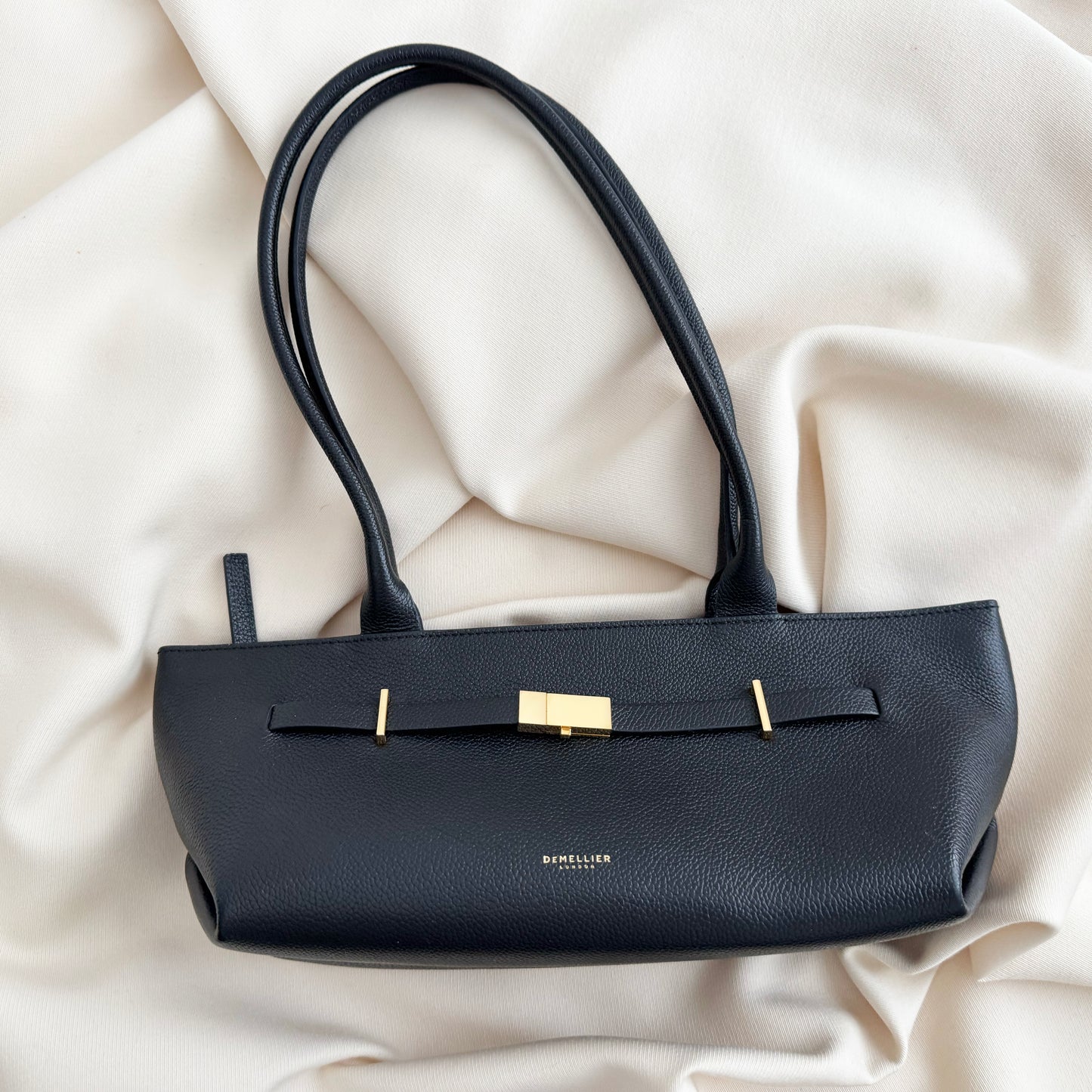 DeMellier "The New York" Shoulder Bag in Black Grained Leather