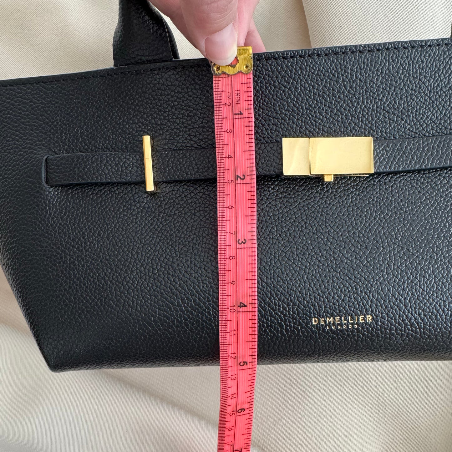 DeMellier "The New York" Shoulder Bag in Black Grained Leather