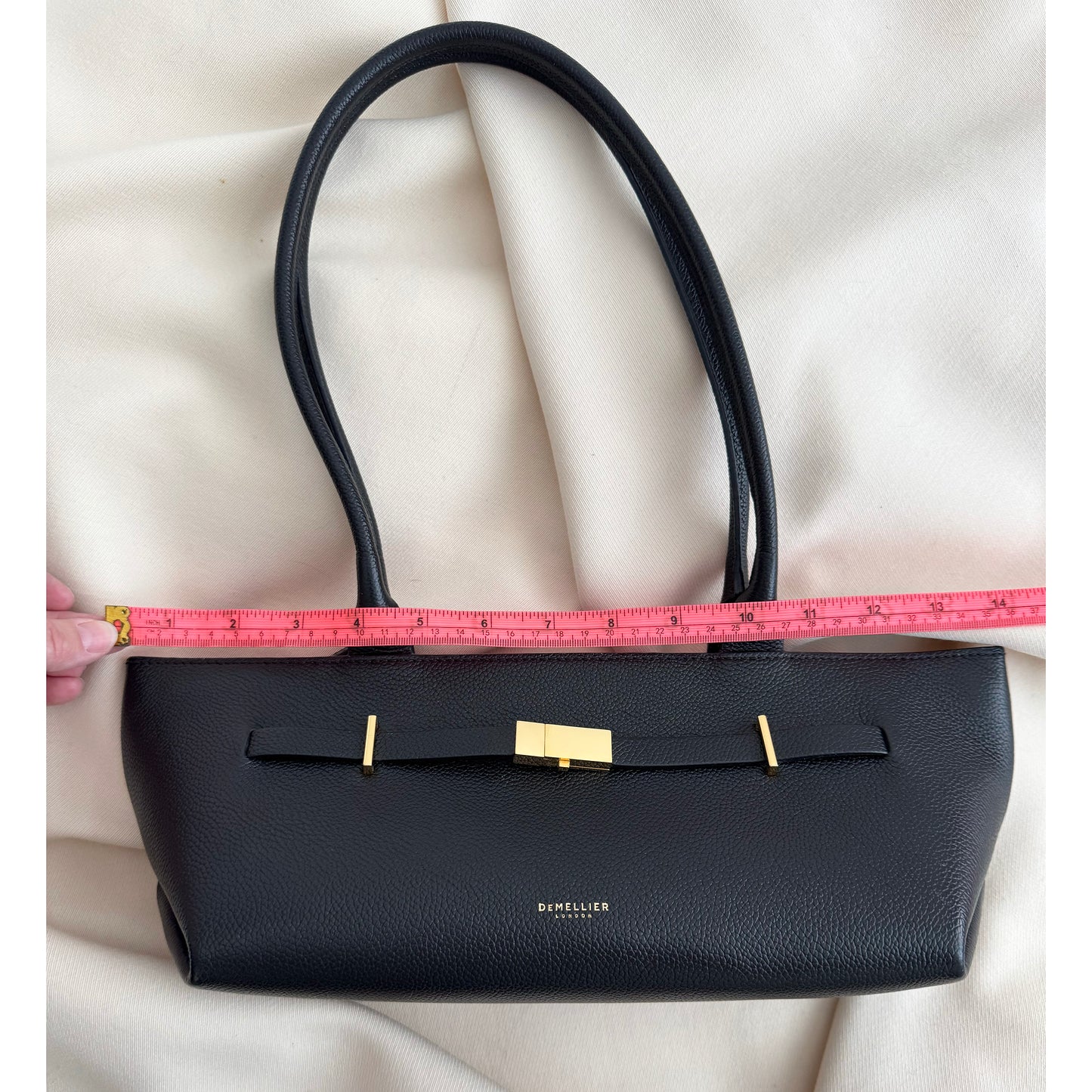 DeMellier "The New York" Shoulder Bag in Black Grained Leather